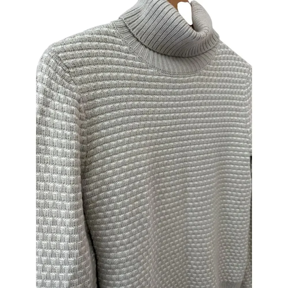 J. Crew Waffle Knit Textured Turtleneck Sweater Mushroom‎ Gray Size XS